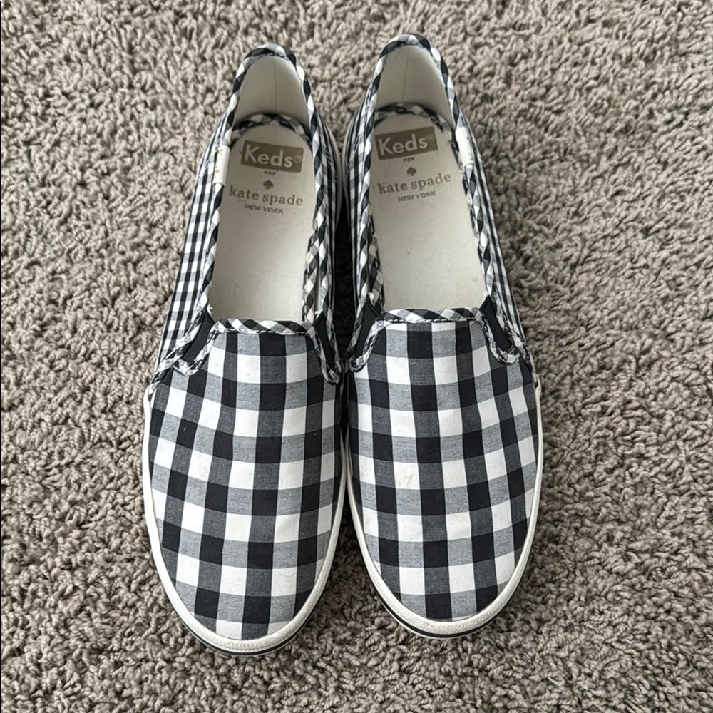 Women’s Kate Spade for Keds Black and White Checkered Slip ons